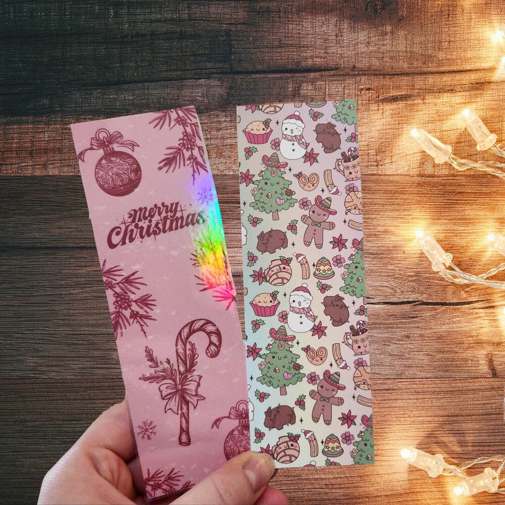 Christmas Bookmark Set Feliz Navidad Retro Style Reading Library Bookish Gift